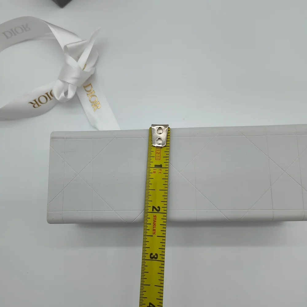 DIOR Sunglasses Case White Cannage Box Gray Fabric Storage Box Ribbon Set EUC